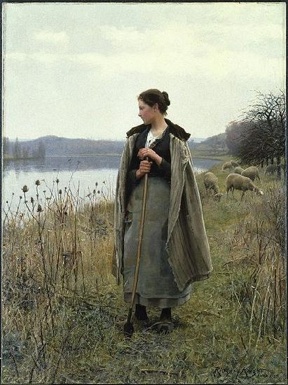 Daniel Ridgeway Knight Shepherdess of Rolleboise France oil painting art